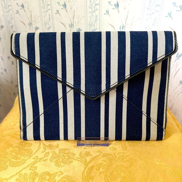 Rebecca Minkoff Handbags - Rebecca Minkoff Striped Blue and White Clutch